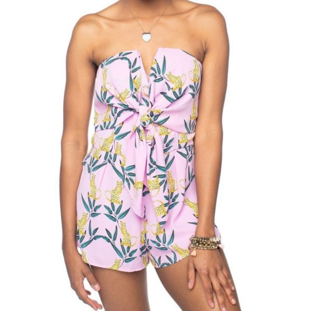 BuddyLove Cheetah Jaguar Print Strapless Romper
